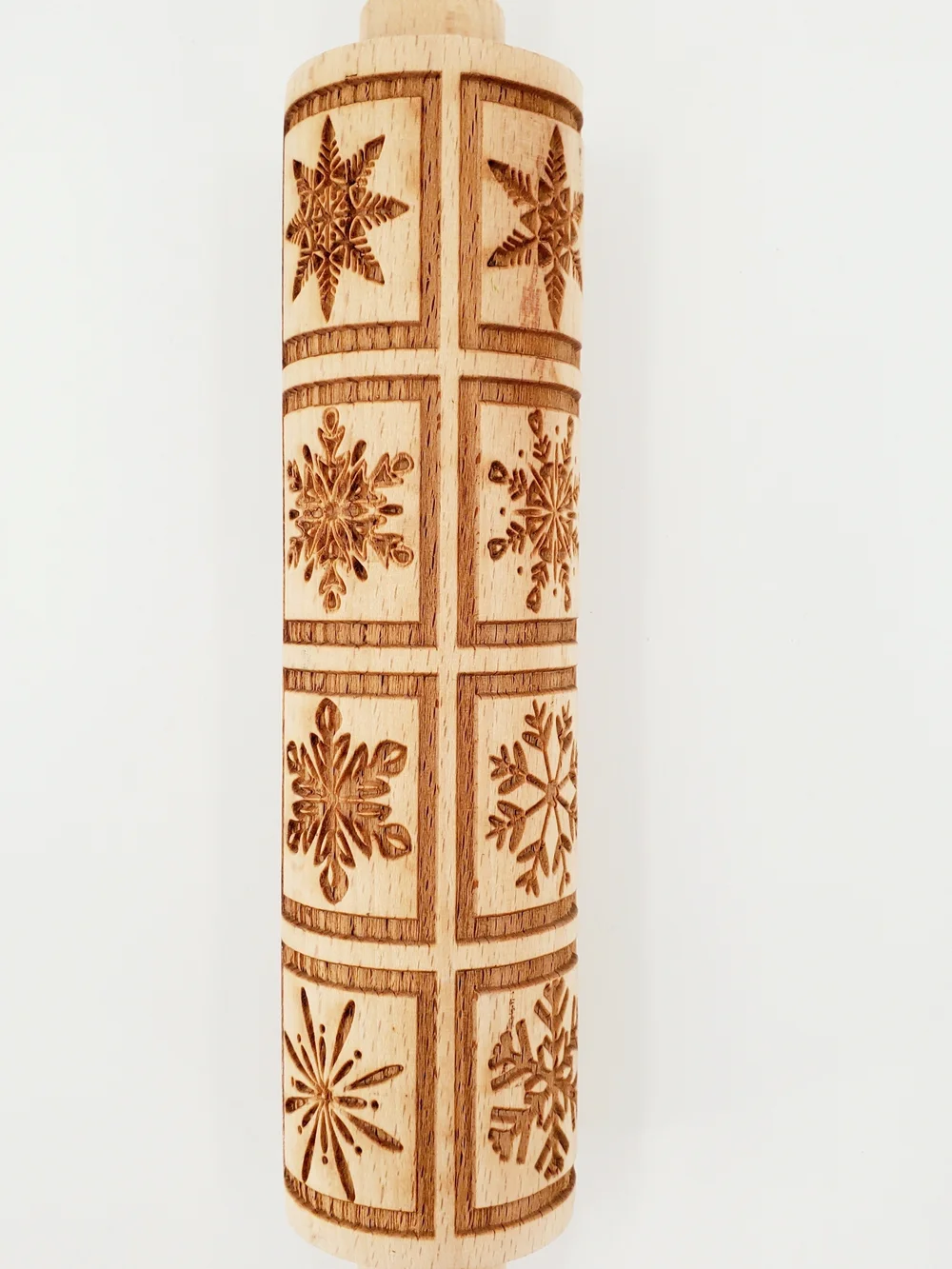 Snowflake Wooden Rolling Pin Embossing Christmas 14